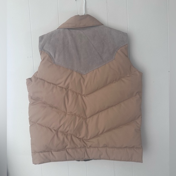 camel • vintage goose down puffer vest suede warm tan neutral outdoor hiking - Picture 7 of 8
